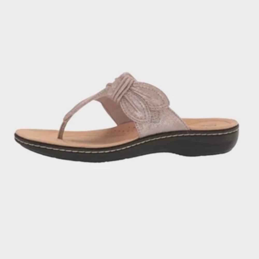 Clarks Taupe Metallic Laurieann Rae Flat Sandal - Picture 4 of 13